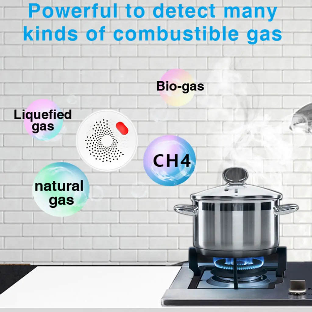 Combustible Natural Gas Detector Smart Gas Alarm Gas Leak Detection Tester Plug in Monitor Sensor Warning Home Kitchen