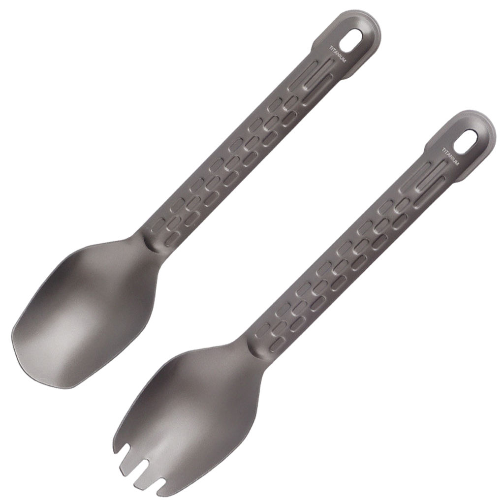 Titanium Spoon and Fork Lightweight Long-Handled Camping Tableware for Hiking Traveling