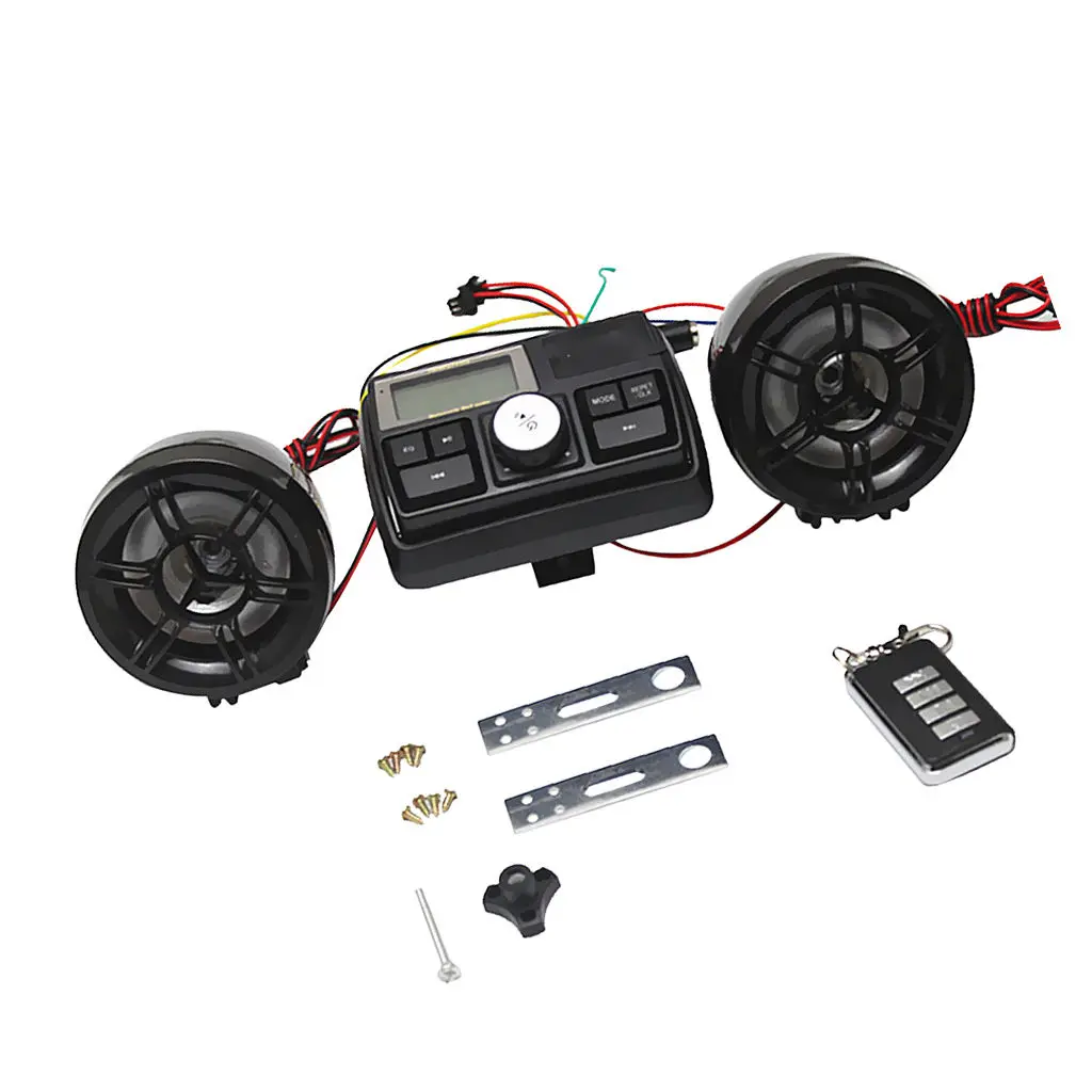 1 Set Waterproof Motorcycle UTV Electric Bike Handlebar Mount Audio FM Radio Stereo Remote Kit