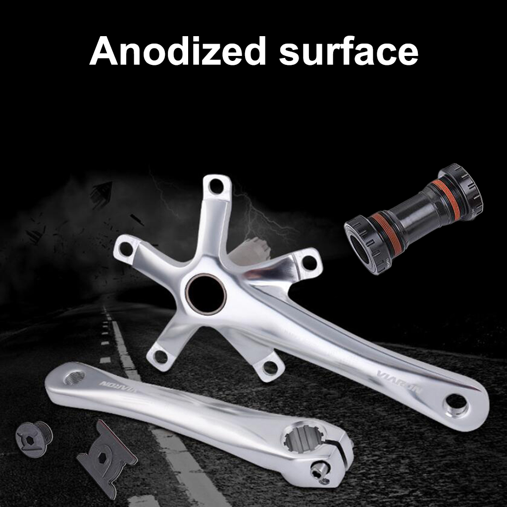 Bike Crank Arm Set，170mm 130 BCD Mountain Bike Crank Set with Bottom Bracket