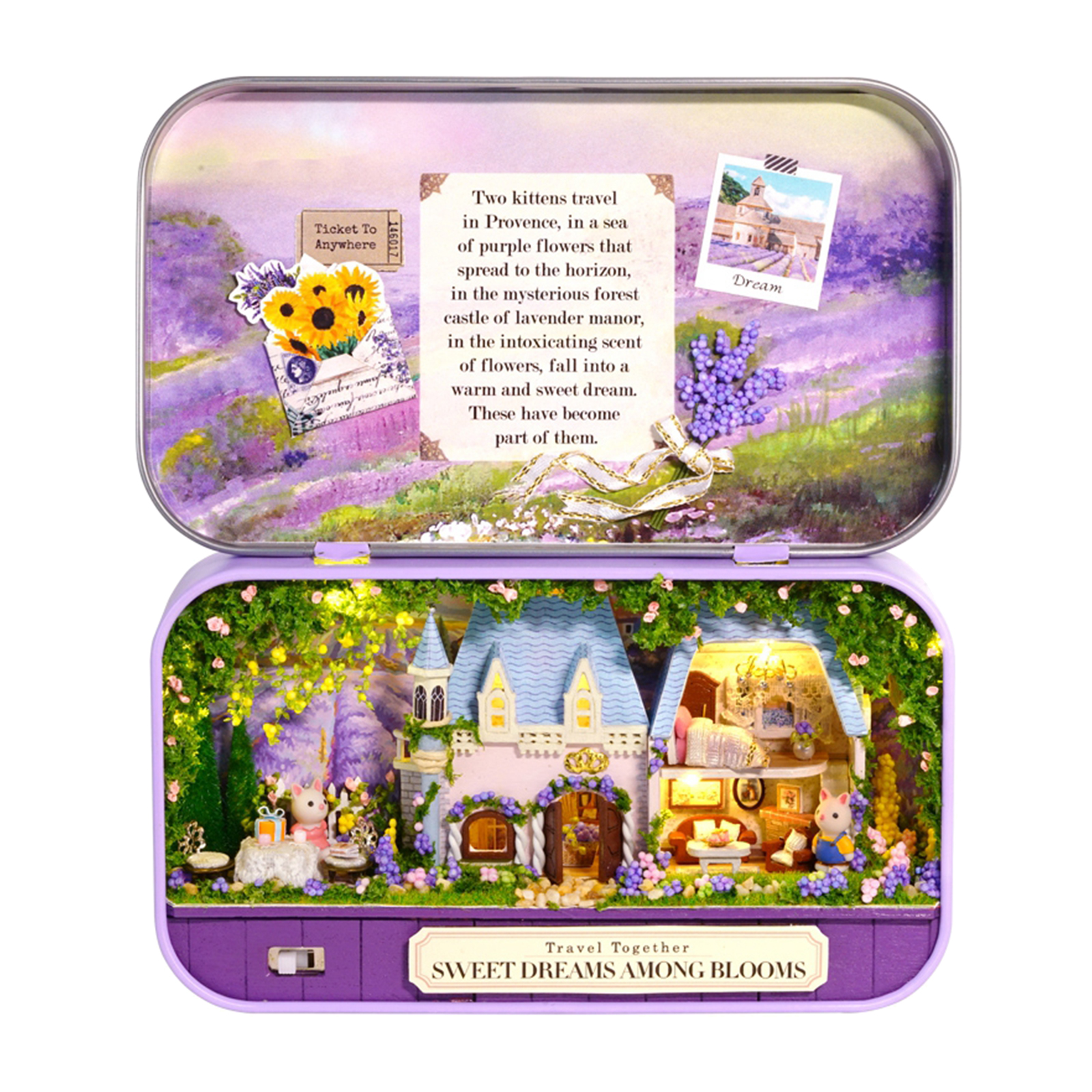 LED  Miniature Dollhouse Wooden Furniture Kit Handmade Mini Iron Box Theater