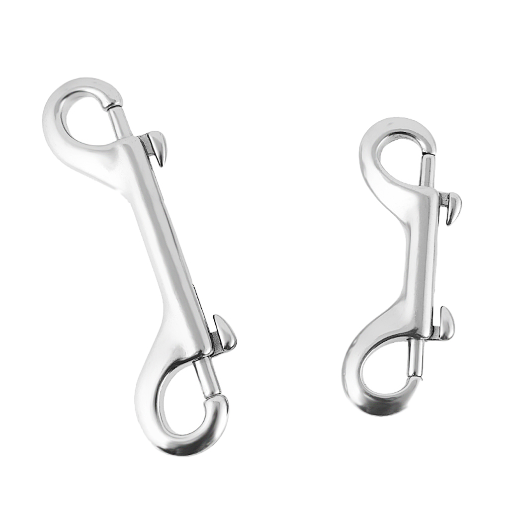 MagiDeal 2 Pieces Stainless Steel Scuba Diving Double End Snap Hooks Buckle Metal Clip for Heavy Duty Projects Secure Rope