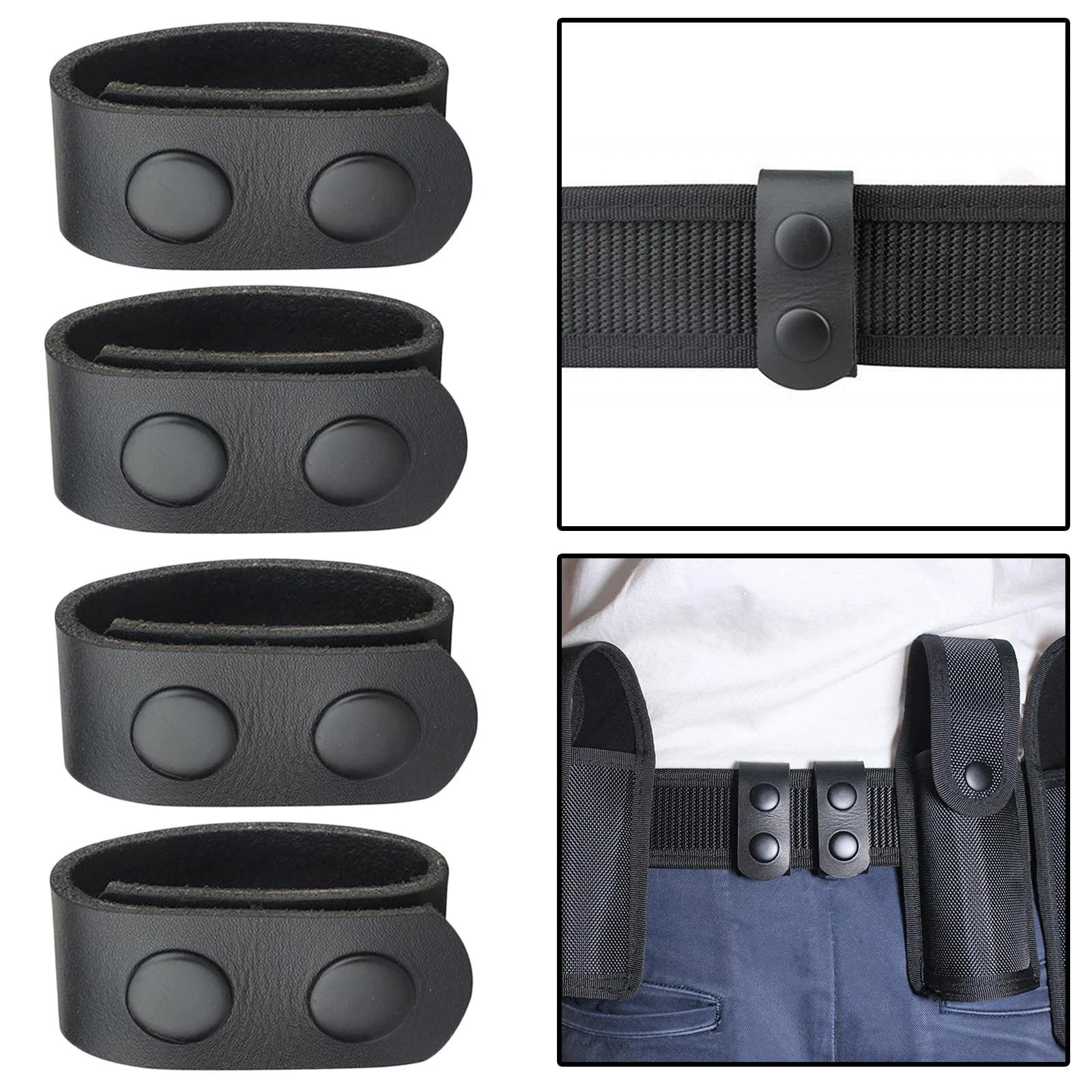 Leather Duty Belt Keeper Police Double Snap Button Stopper 2'' Wide Belts