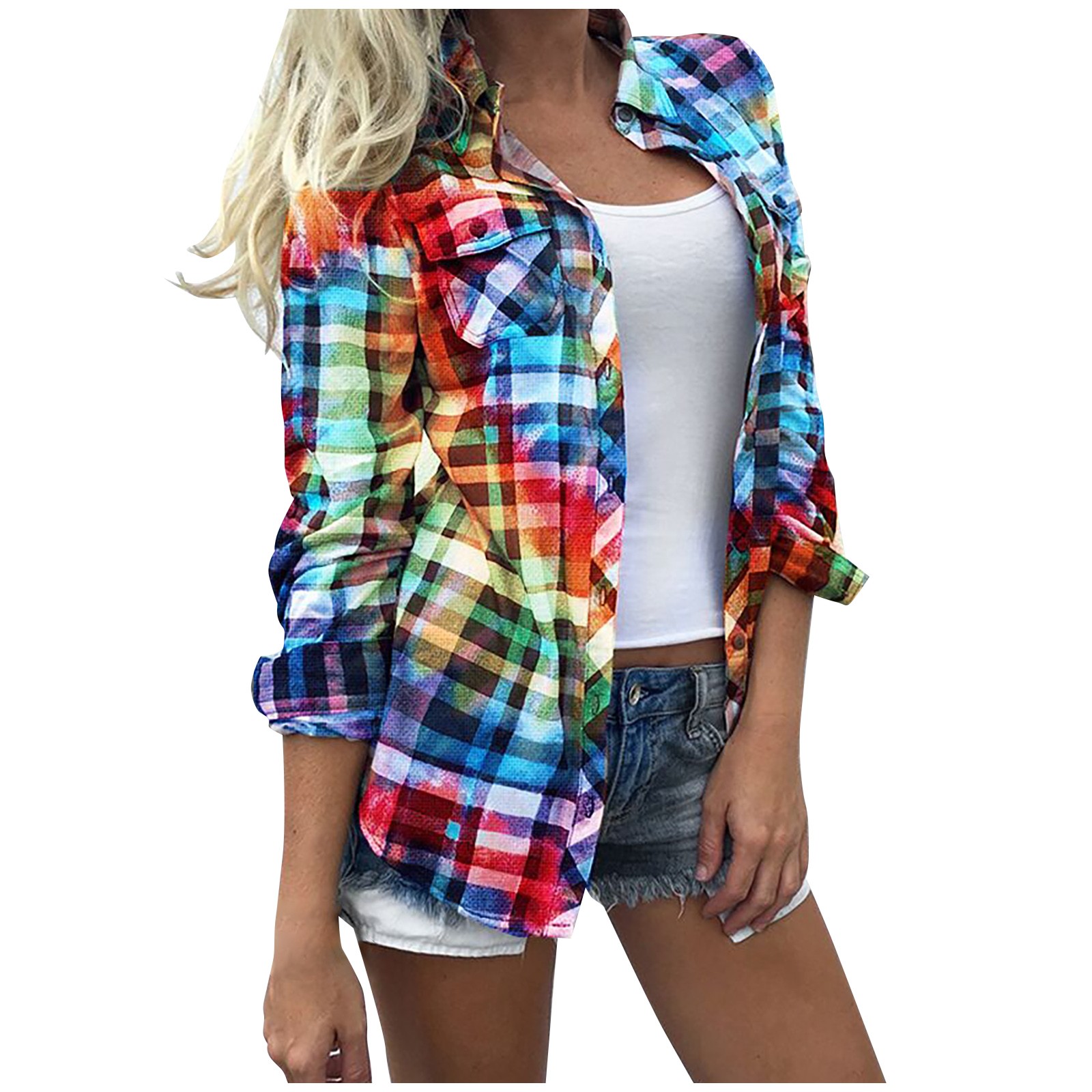 impresso multicolorido blusa blusa casual tops elegante trabalho wear cardigan blusa