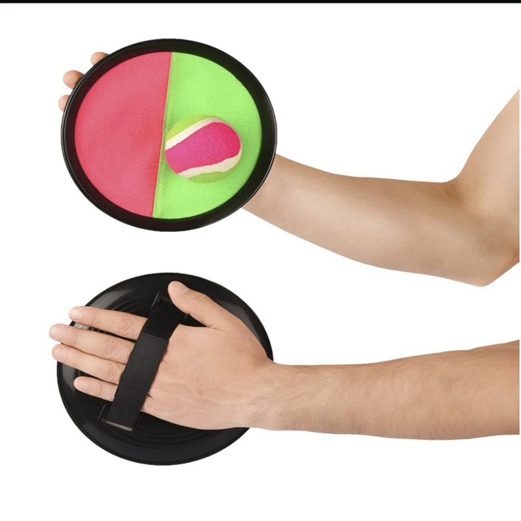 Toss & Catch Ball Game Set with 2 Disc Paddles and 1 Ball, Both great for Indoor or Outdoor Playing - Pink and Green