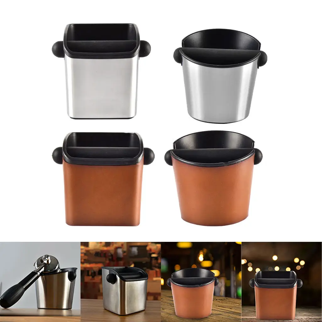 Stainless Steel Espresso Knock Box Anti Slip Coffee Waste Container Espresso Machine Accessories