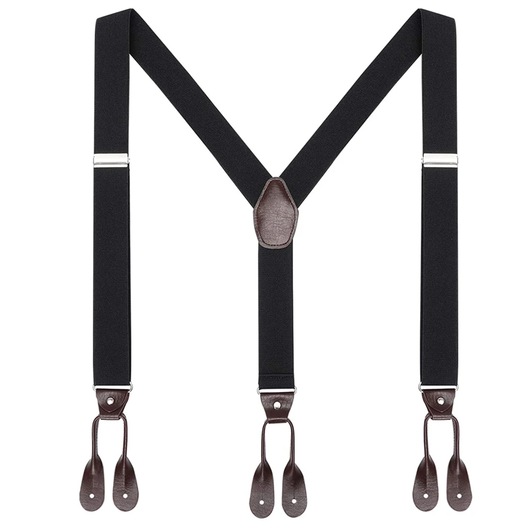 Men's Y-Back Wide Button End Elastic Adjustable Suspenders Men Tuxedo Suspenders