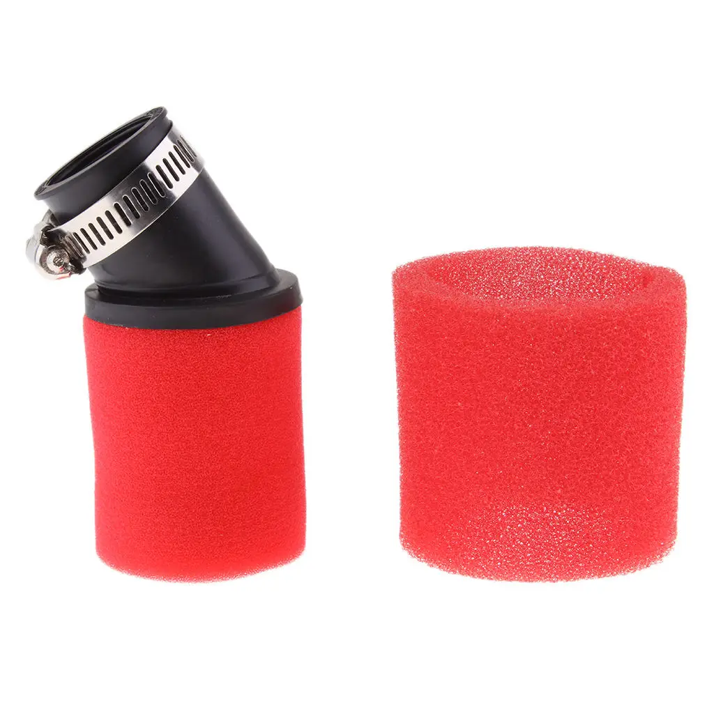 Red 32mm Angle Bent Foam Air Filter Pod Cleaner for 50cc 110cc PIT Quad Dirt Bike ATV Buggy