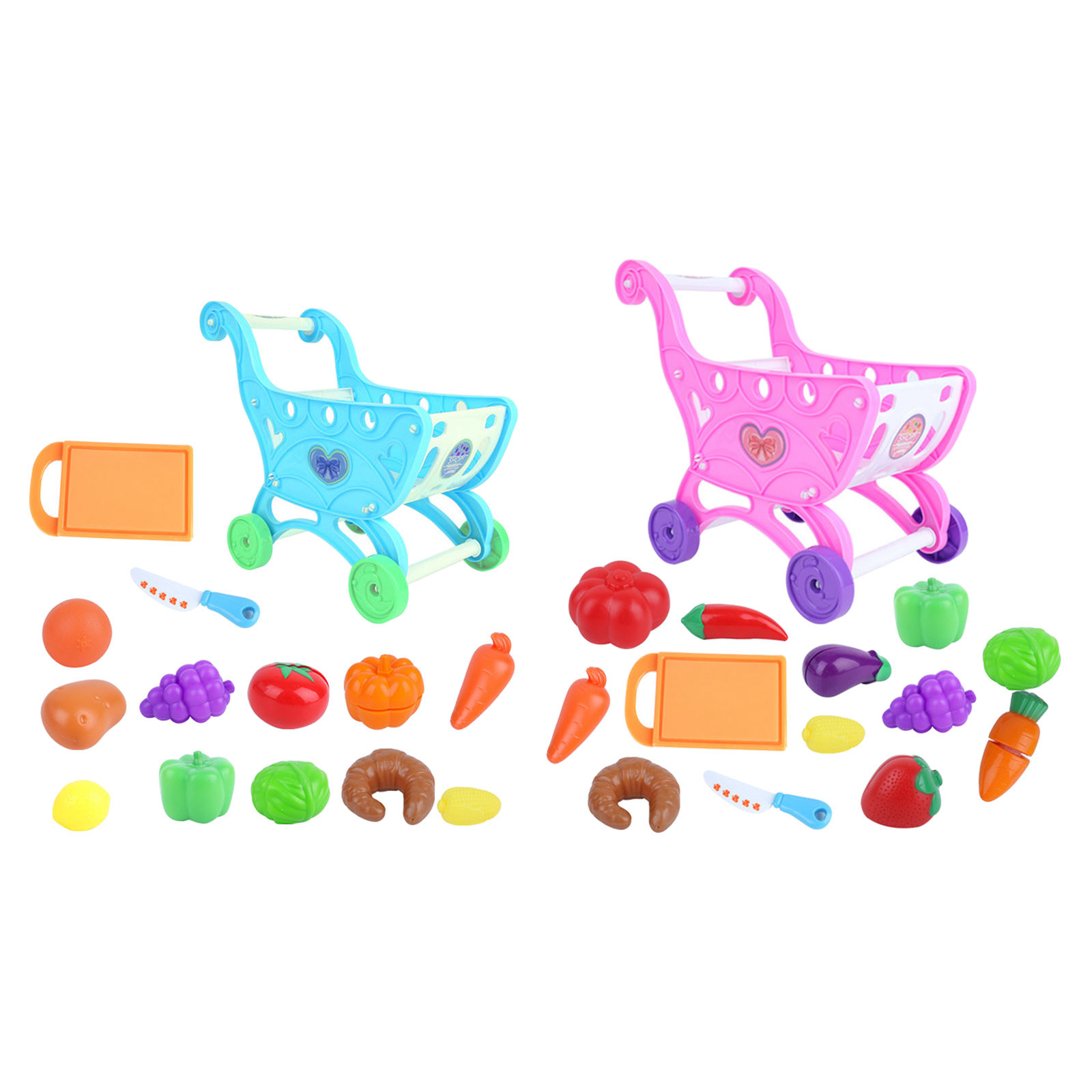 14Pcs/Set Shopping Trolley Cart Supermarket Trolley Toys Creative Imaginative Play Pretend Play Toy