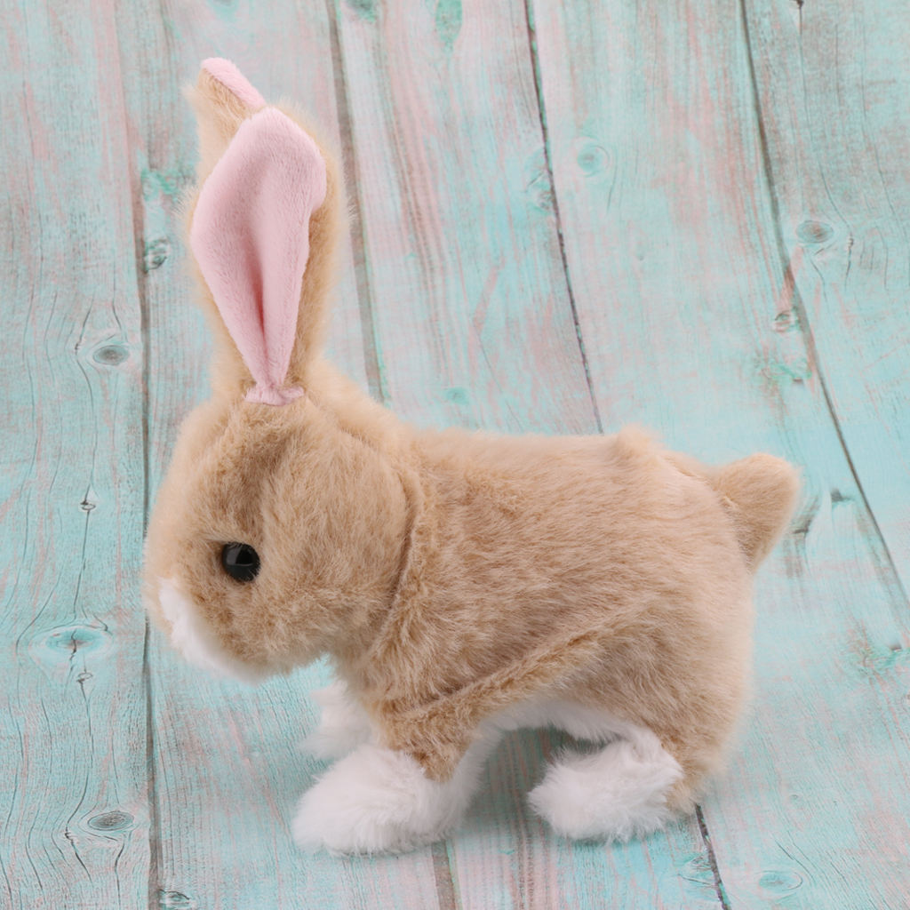 2xElectronic Plush Jumping Rabbit Toy Robot Walk Jump Waggle Ears Nose Gifts
