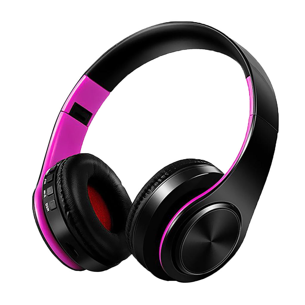 Noise Cancelling Wireless Bluetooth Over-ear Foldable Headphones Headset Black &Purple