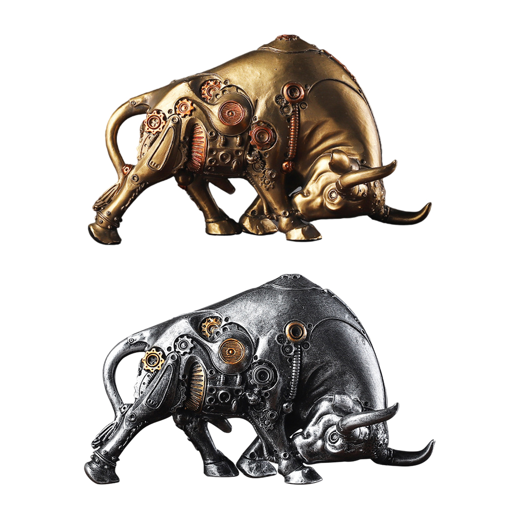 Animal Figurine Resin Art Mechanical Bull Statue Sculpture for Car Dashboard