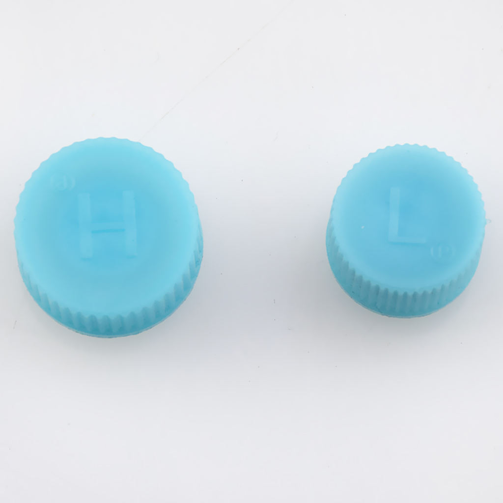 2 Pack AC A/C Charging Port Service Caps R134a R12 Air Conditioning Valve Cap 15mm Low Side & 18mm Hi Side Blue