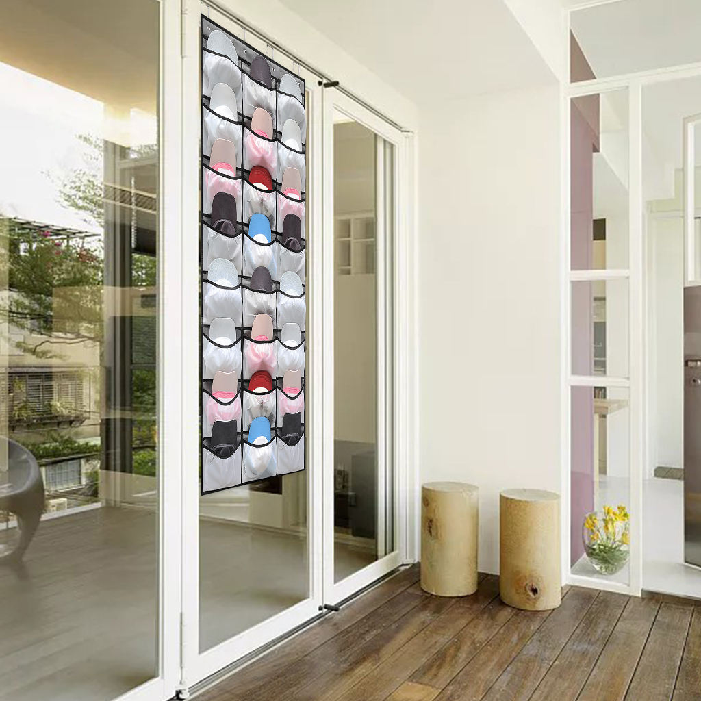 Over The Door 24 Mesh Pockets Non-woven Fabric Hanging Organizer Wall Mount Shoes Holder Door Storage for Closet Hanging