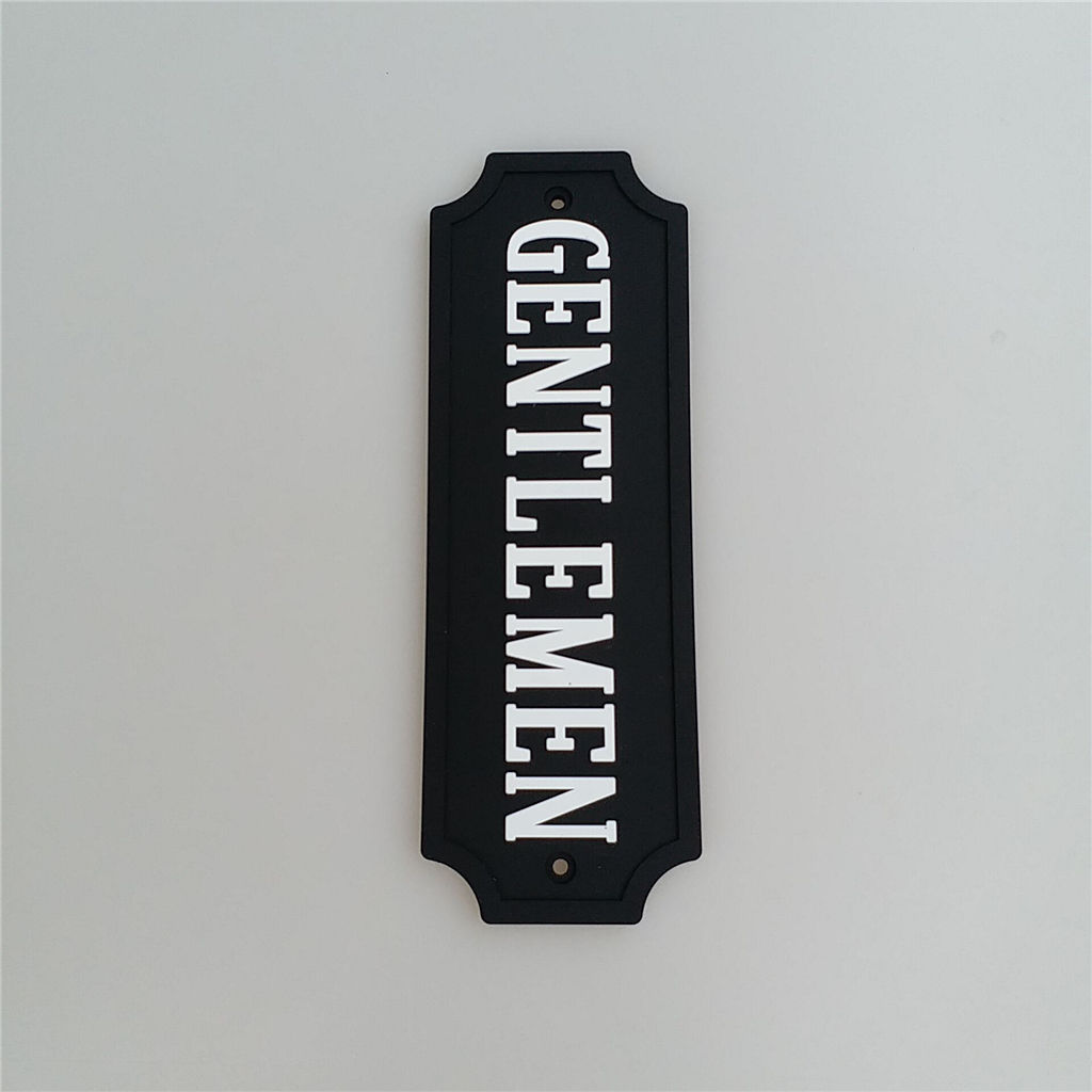 BATHROOM Door-Plaque, Black Background with White Font GENTLEMEN Signage,
