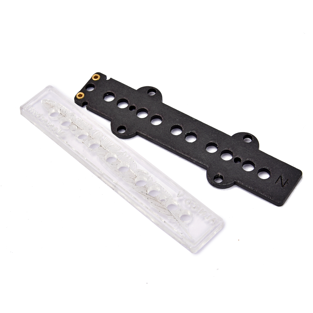 5 String Bass Single Coil Bobbin Flatwork, Black&Clear Set, 4 Inch