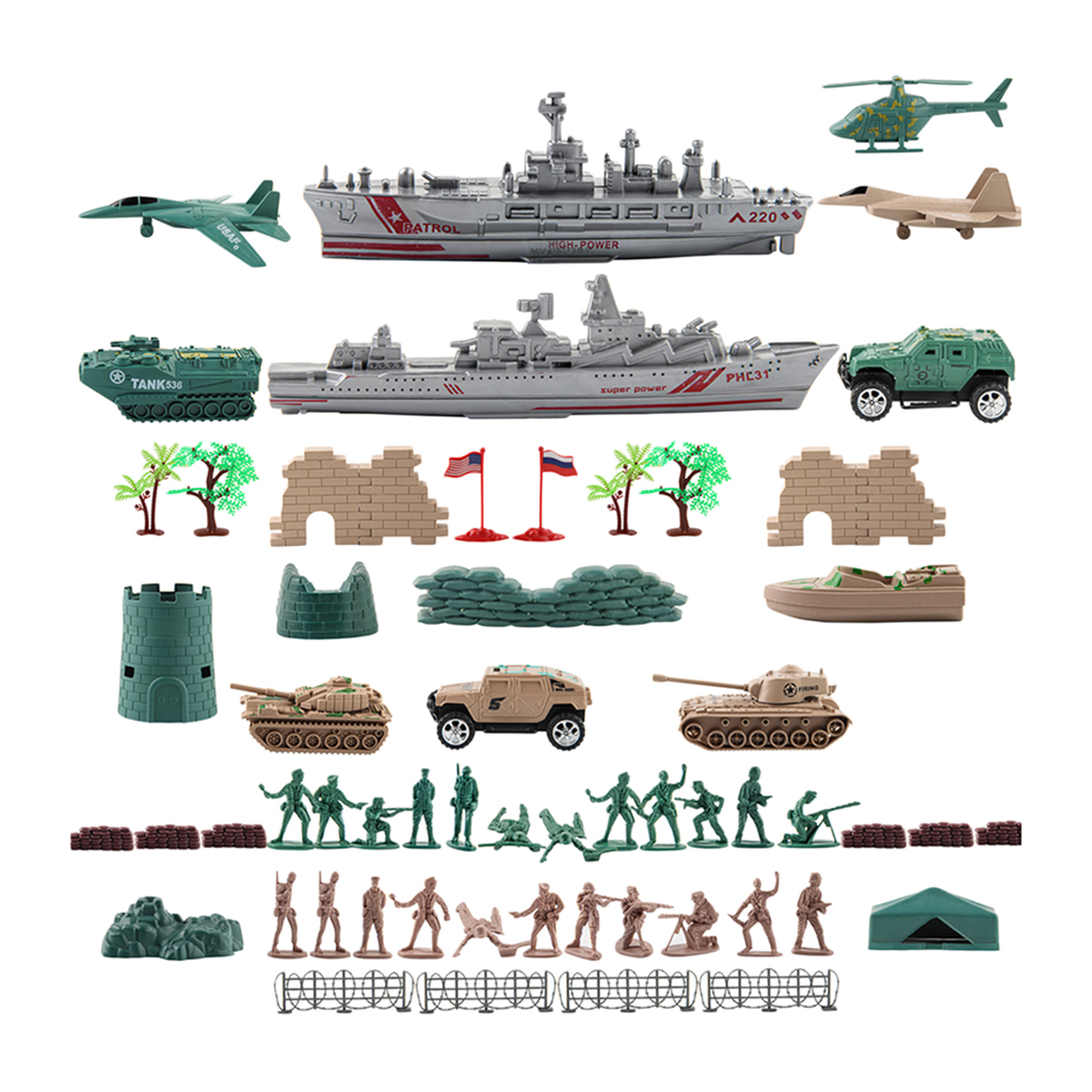Pack of 57  Combat Soldiers Figures with Accessories Kids Toy Set