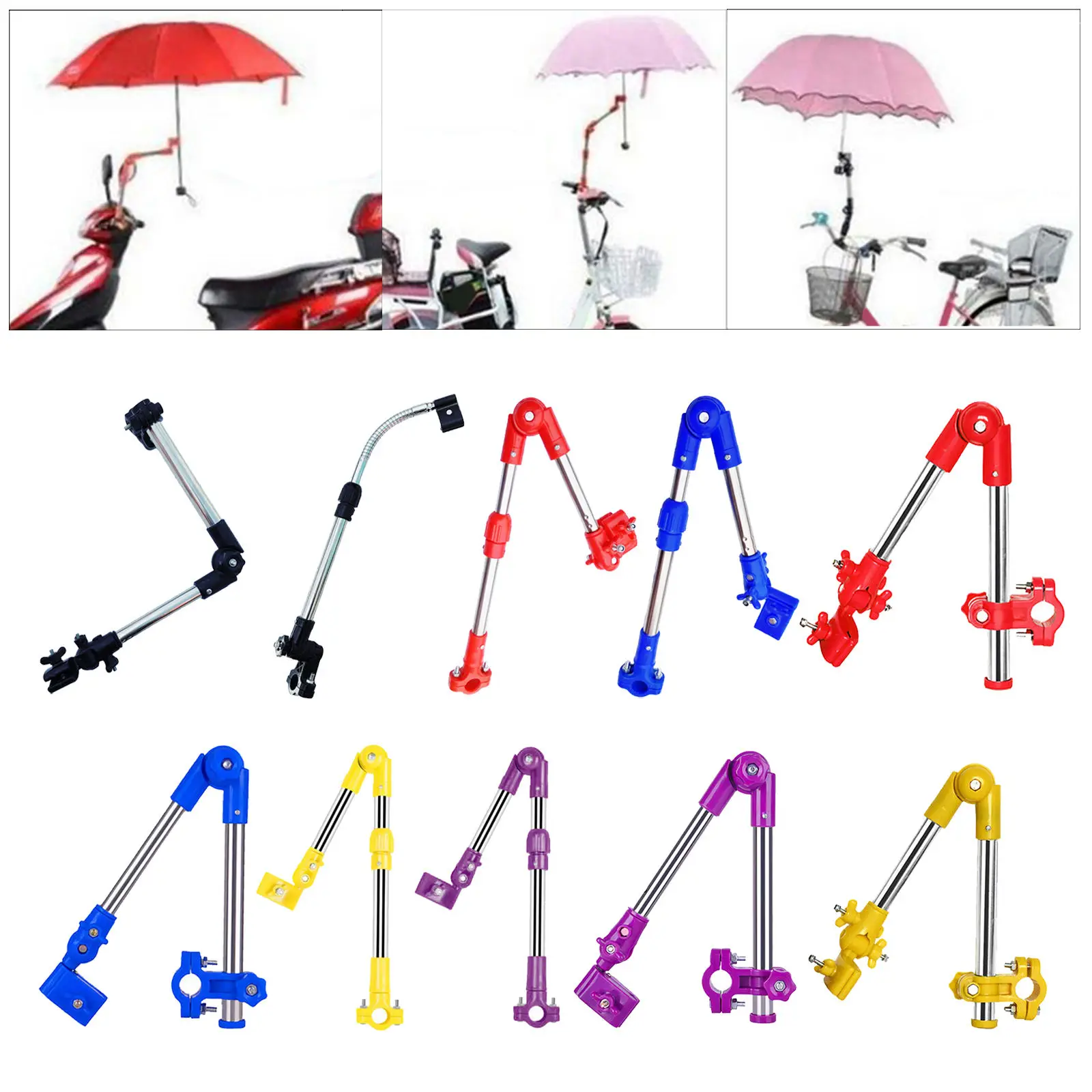 Stainless Steel Bicycle Umbrella Holder Umbrella Stand Wheelchair Stroller Folding Umbrella Easy To Install and Remove