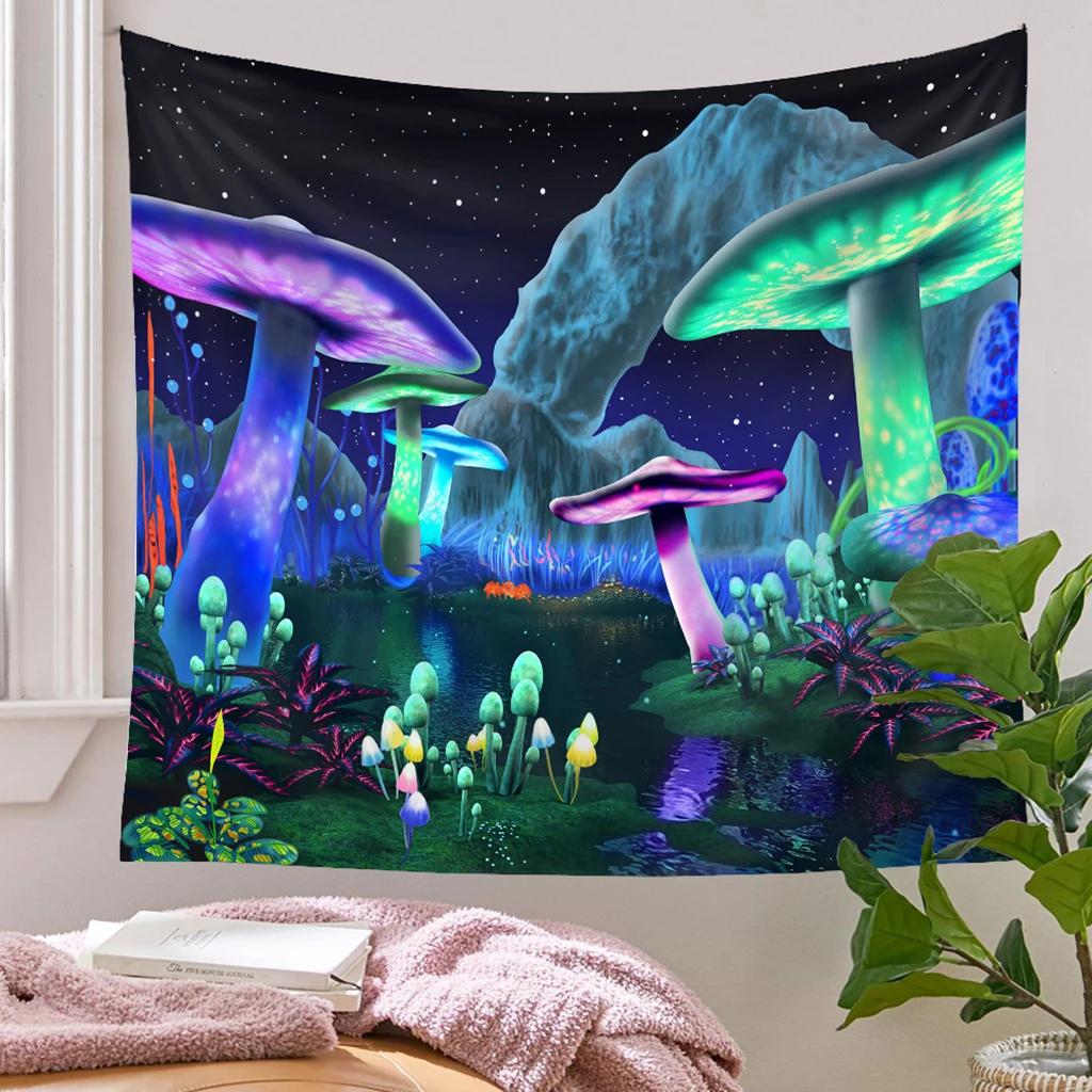 Trippy Mushroom Tapestry Psychedelic Wall ing Blanket for Bedroom Decor