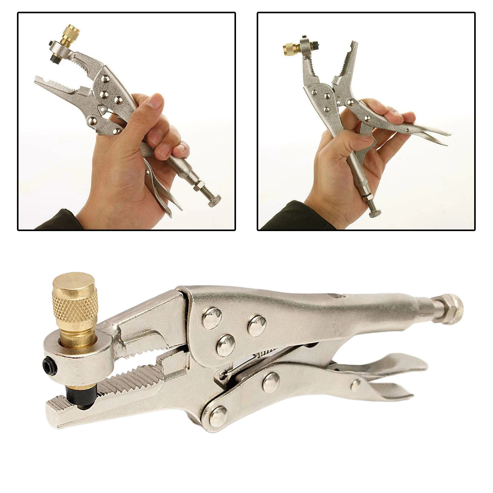 Refrigerant Recovery Locking Plier Clamp Hand Tool w/1/4 inch SAE Interface