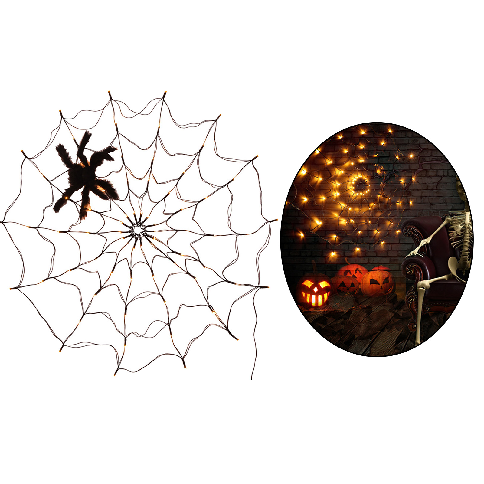Sala de Estar Aranha Halloween Árvore Cerca Terraços Lâmpada Pendurada Quarto Festival Decoração Led Web Luz 6 Iluminação de Natal