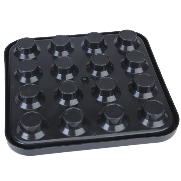 Durable Plastic Pool Billiard Ball Tray Holds 16 Balls - Black