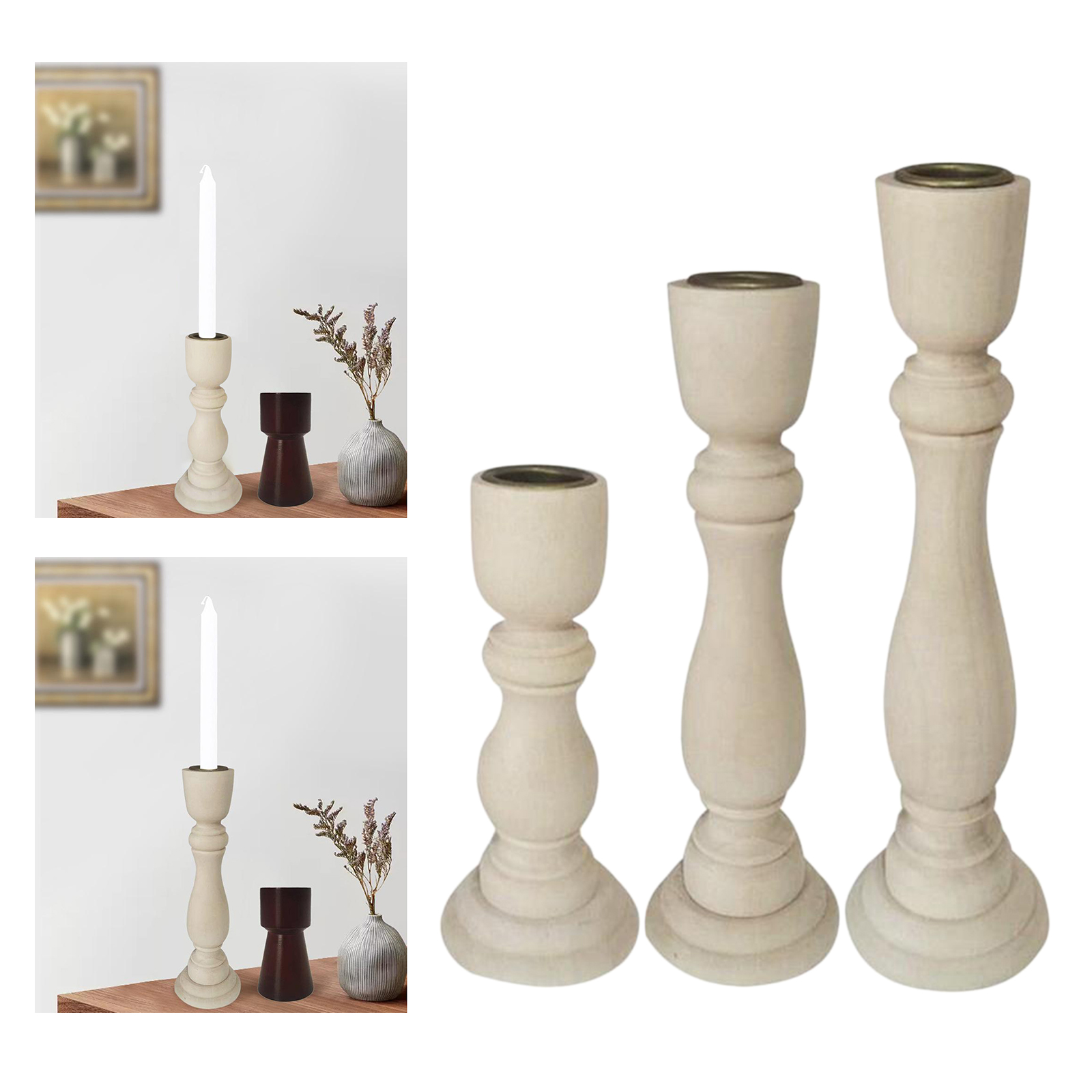 Vintage Chic Wood Pillar Candle Stand Holder Home Candlestick Candle Holders Aliexpress