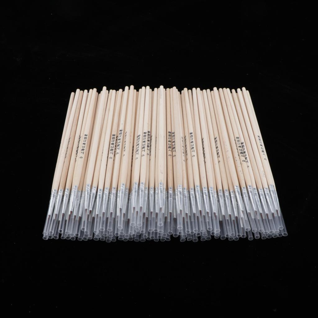 100x Wood Nylon Pointed Tips Brush Painting Coloring Pen For Oil Acrylic Art