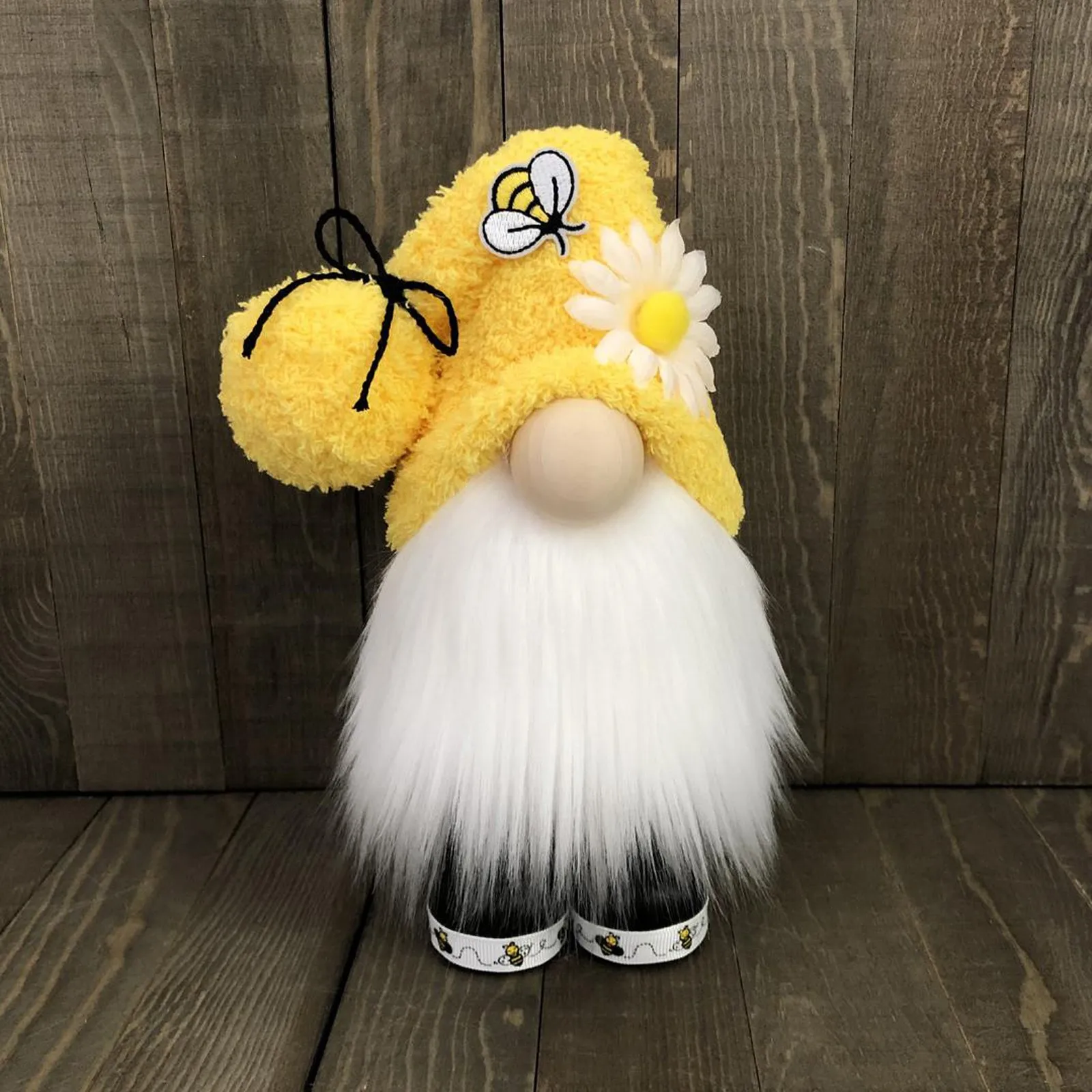 snowvirtuos Bumble Bee Gnome Faceless Doll Knitted Plush Scandinavian Tomte Nisse Swedish Decorations Honey Bee Sunflower For Farmhouse Home Kitchen Shelf Tiered Tray Plush Collection