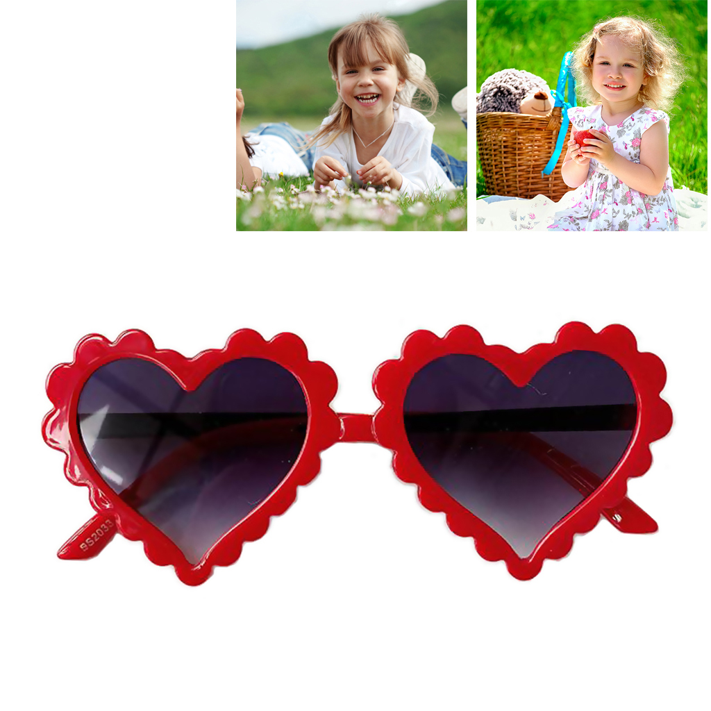 Plastic Sunglasses Heart Shaped Eyeglasses Eyeware Sun Glasses for Kids 3-6 Years Old
