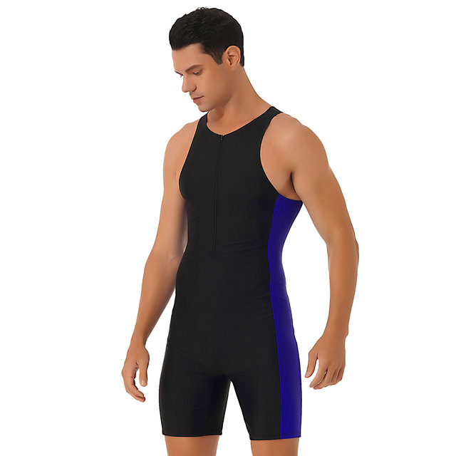 Men One piece Swimwear Sleeveless Zipper Bodysuit Swimsuit Triathlon Wetsuit Rash Guard Beach Pool Bathing Suit Surf Clothing Body Suits AliExpress