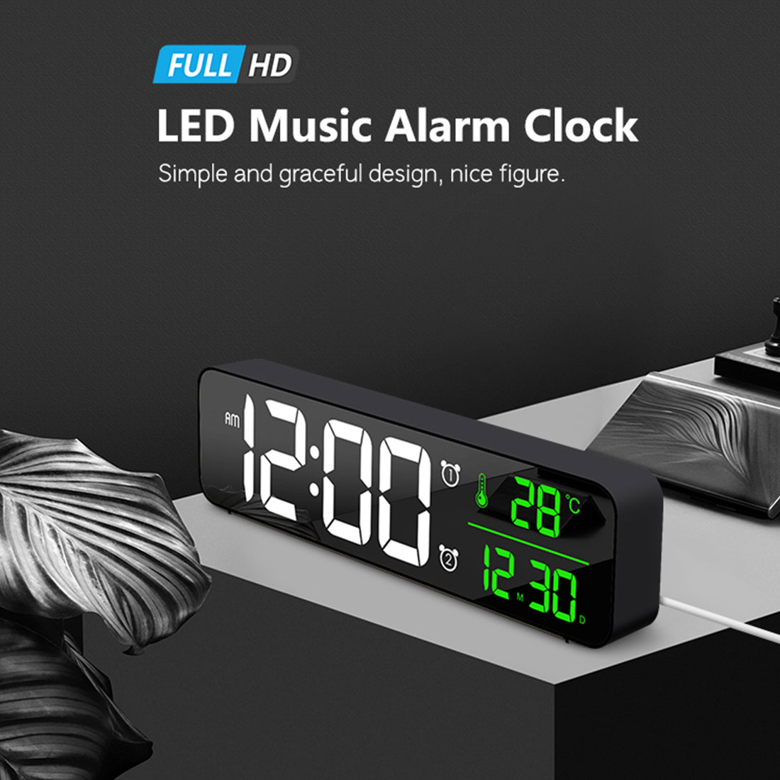 Alarm Clock Bedroomled Desk Clock With Usb Port Digital Mirror Alarm Clock For Bedrooms Snooze Function Electronic Desk Clocks Styleawhite