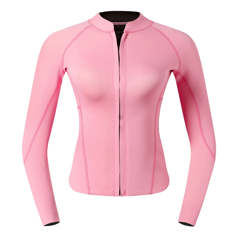 Women Wetsuit 2mm Suit Top Shirt Diving Swimming  Jacket Pink