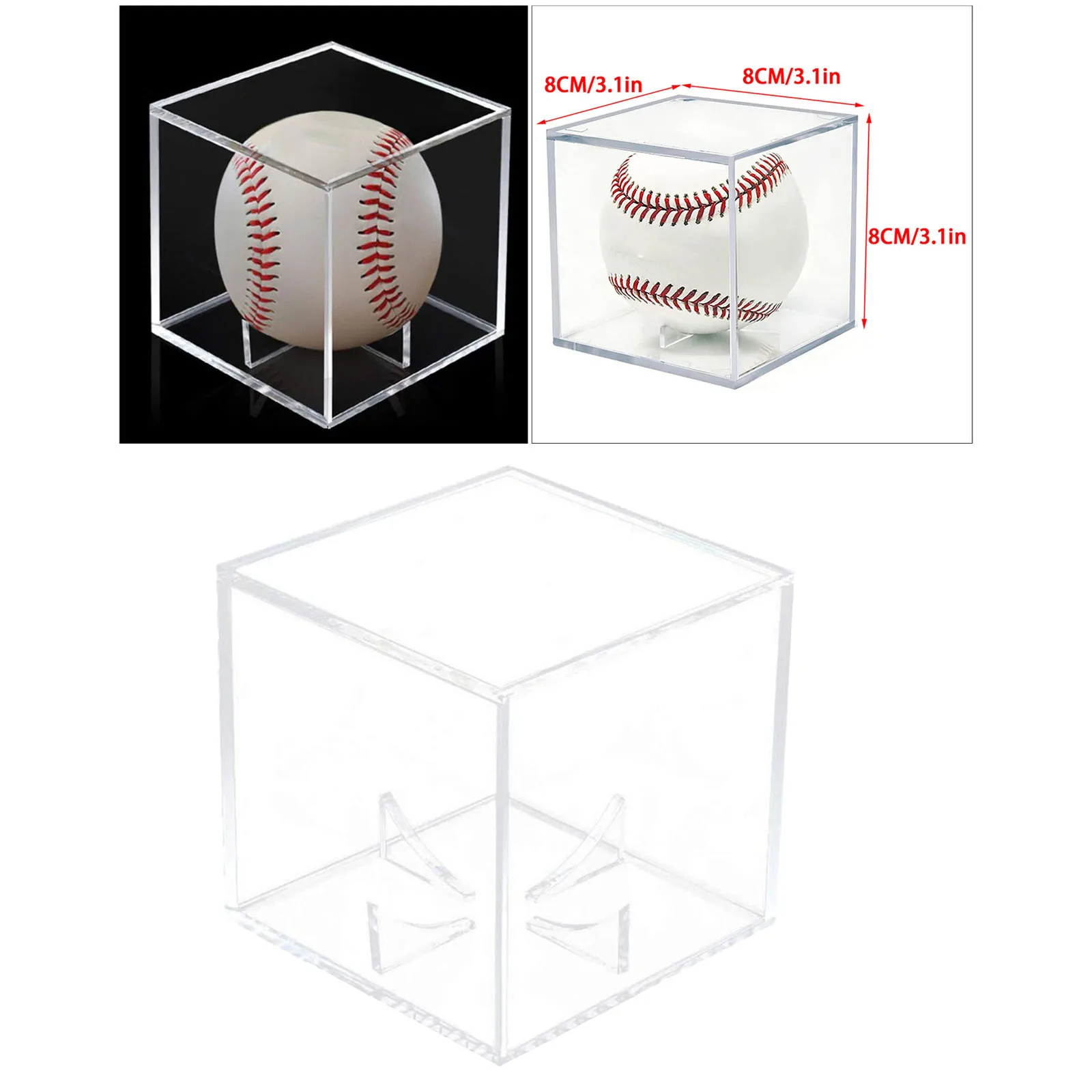 Baseball Display Case Transparent Cube Case Detachable Square Box 80X80X80mm