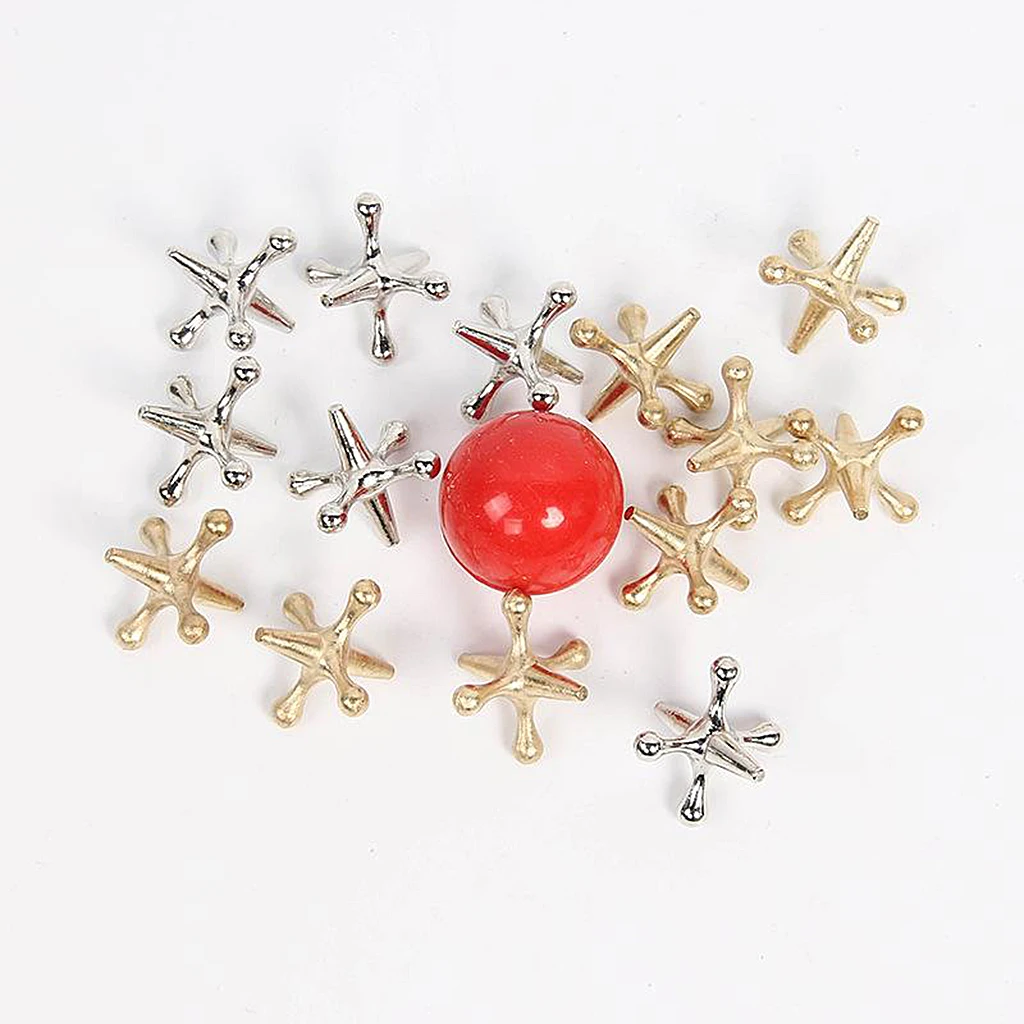 Jacks Game Metal Crosses Ball Knucklebones Fivestones Classic Board Game