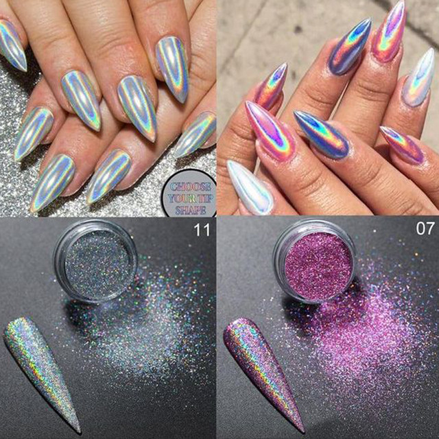 Nail Crystals Rhinestones Powder Rainbow Color Glitter Shiny Pigment  Iridescent Glass Micro Drill Nail Art DIY Decoration Tips