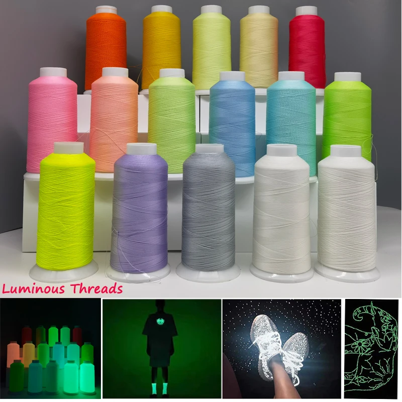 Blanc Spool Glow In The Yards Sombre Machine à Coudre Broderie Main fil Blanc 3000 Luminous Glow In The Dark 