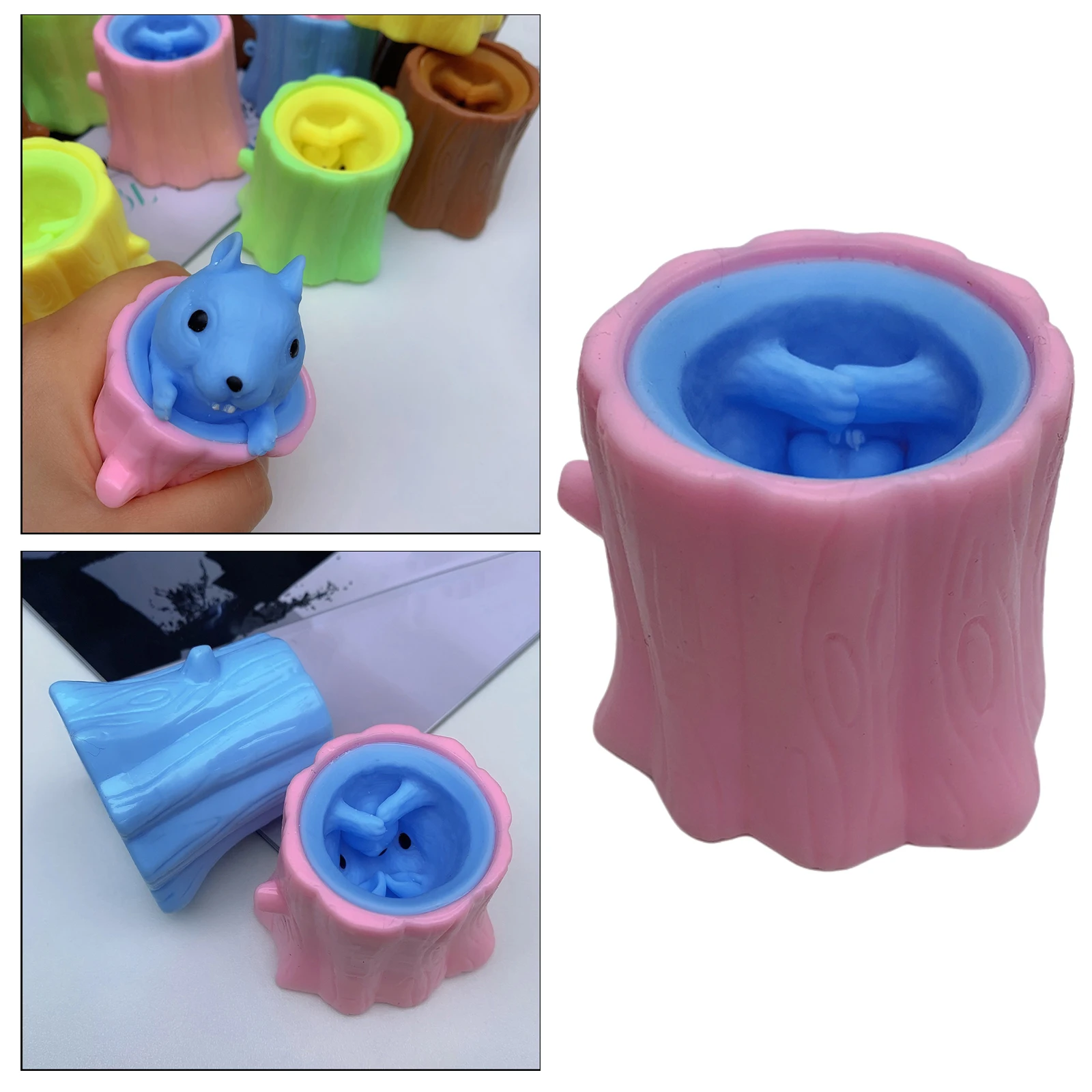 1pc Squeeze Squirrel Cup Fidget Toy Evil Decompression Cute Miniature Telescopic Pen Holder Weird Play Game