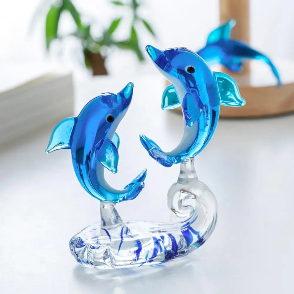 Miniature Blown Glass Blowing Art Blue Fish gifts Animals Decor Thai Handmade 