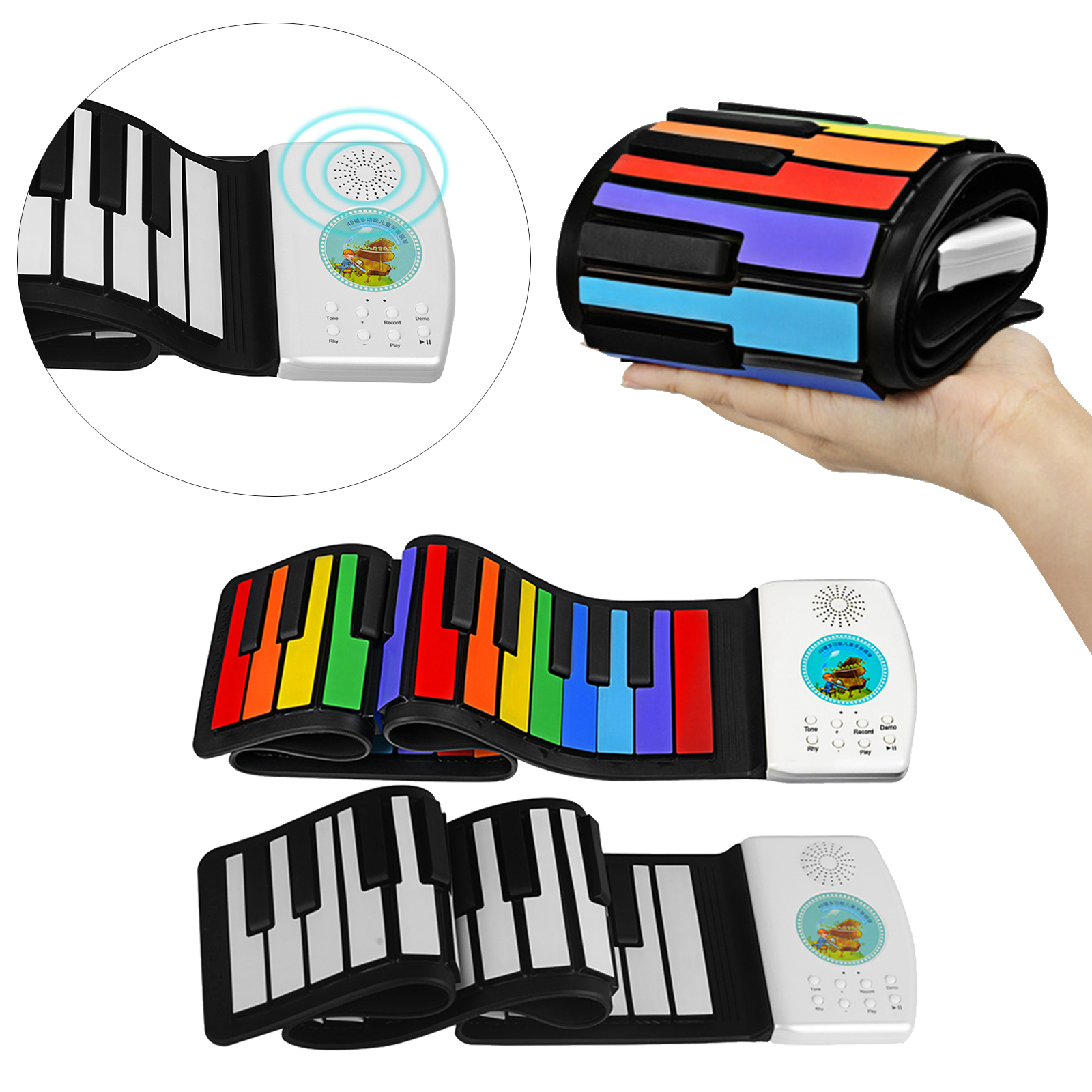 Roll Up Piano Folding Silicone Roll Up Keyboard Early Learning Education Toy