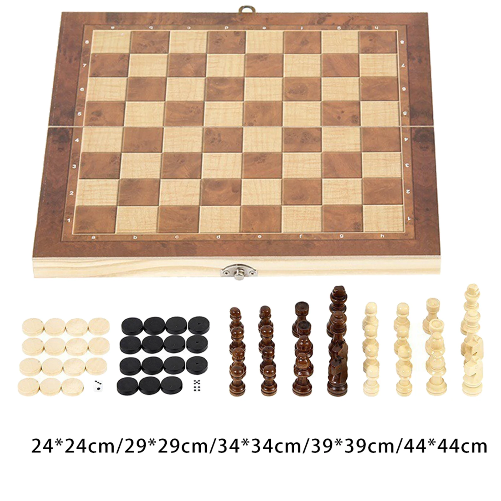 3 in1 WOODEN CHESS SET Board Game Checkers Backgammon Draughts Christmas Gift 