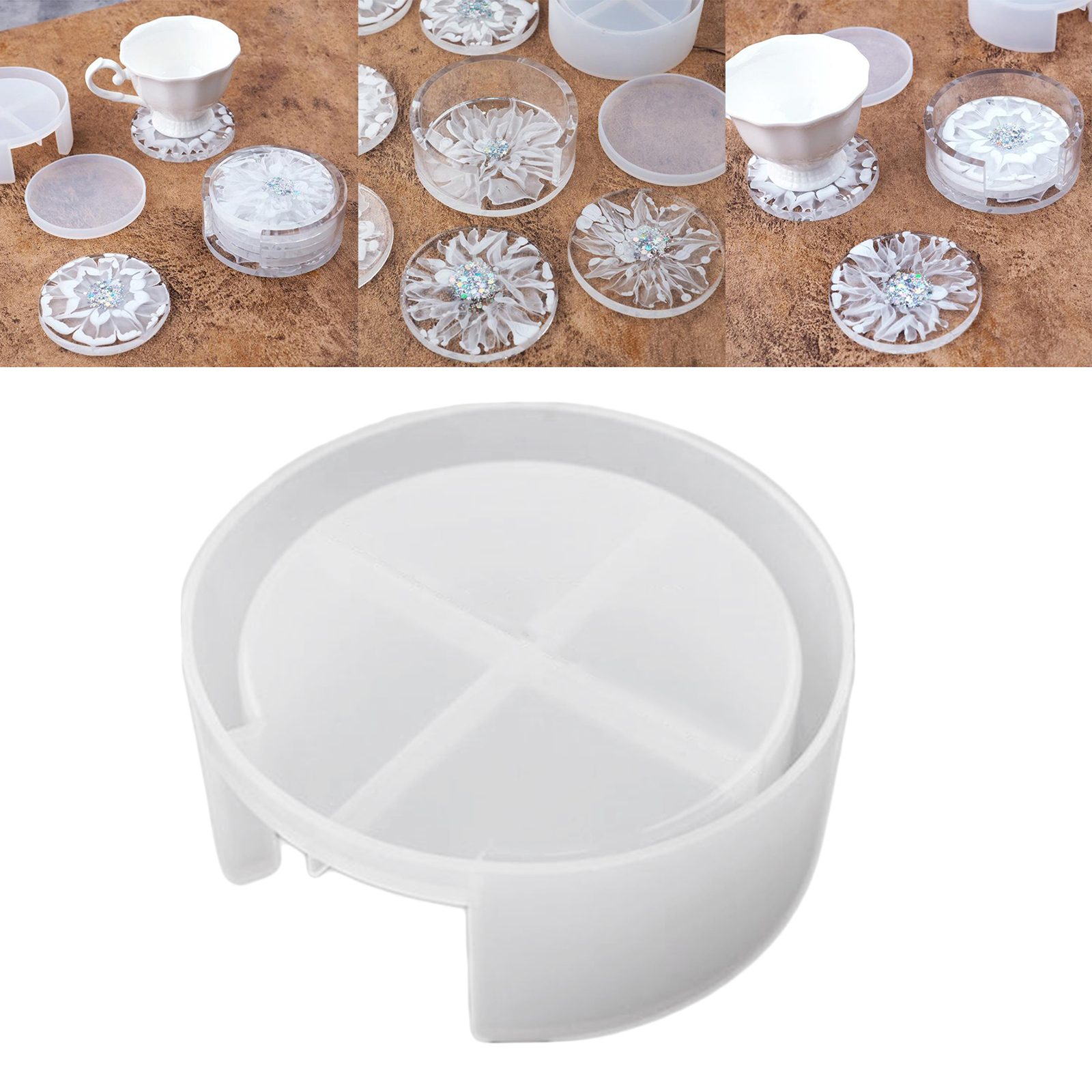 Creative Coaster Holder Silicone Mould Storage Box Epoxy Resin Casting Molds For Making Agate Coasters DIY Home Decor Cup Mats