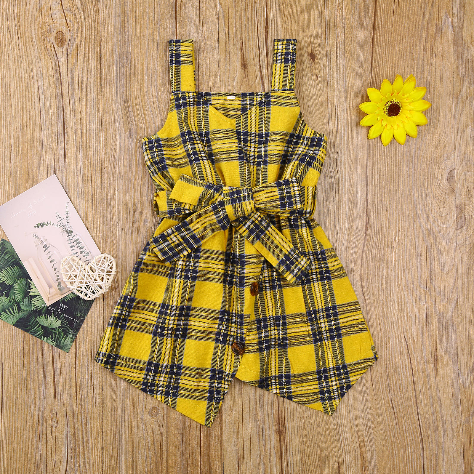 Vestido com Pontas Xadrez Amarelo