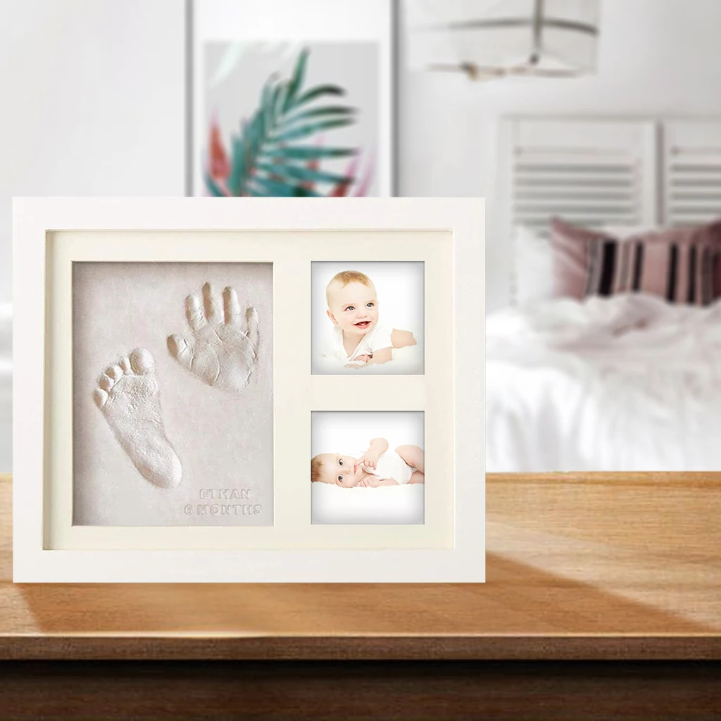 Baby Clay Handprint & Footprint Kit Newborn Inkpad W/ Pictures Frame for Baby Shower Girls and Boys New Mom Dog Cat Memory Gift
