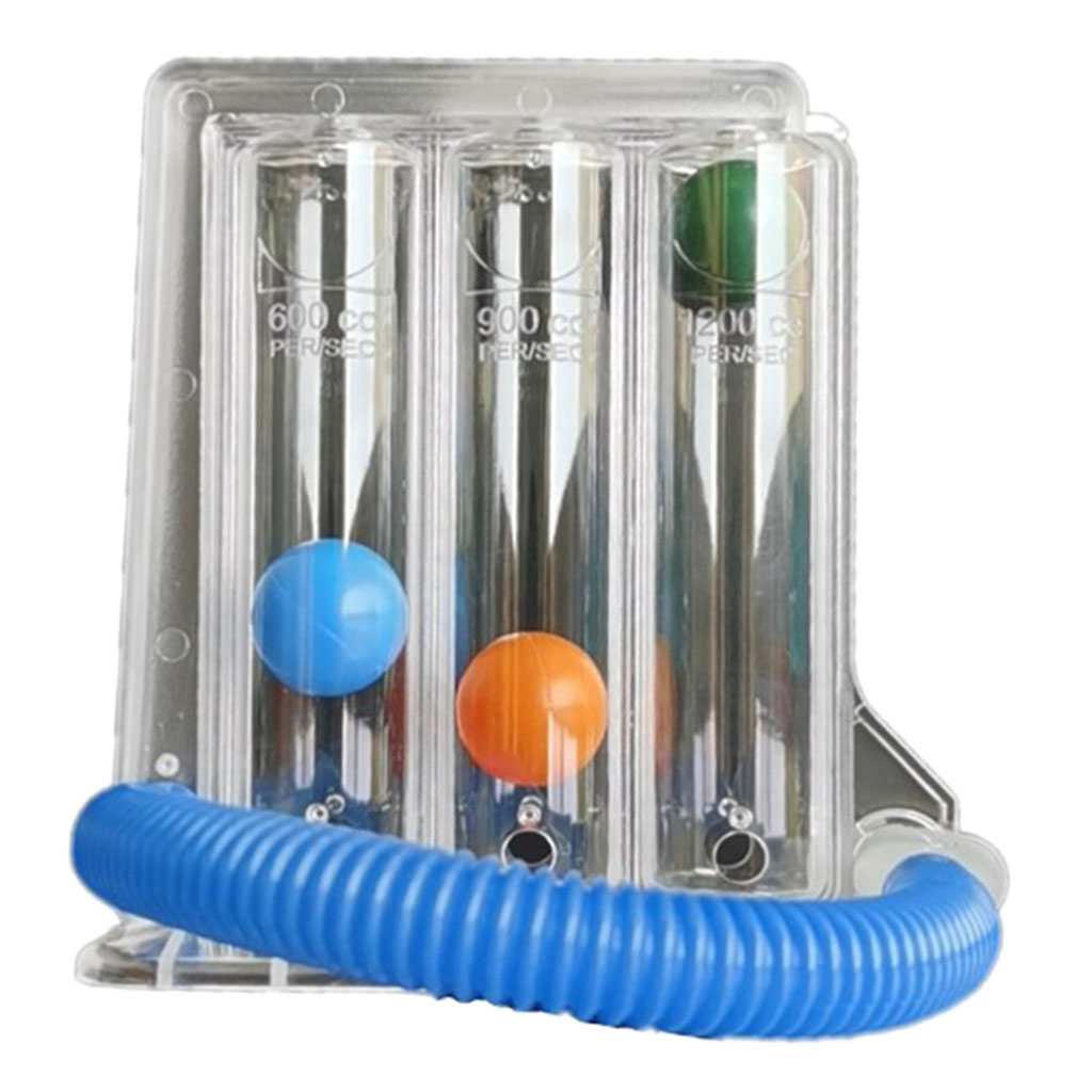 Deep Breathing Lung Exerciser 3-Chamber Volumetric with Handle Breathing Trainer for Middle-Aged Breathing Pranayama