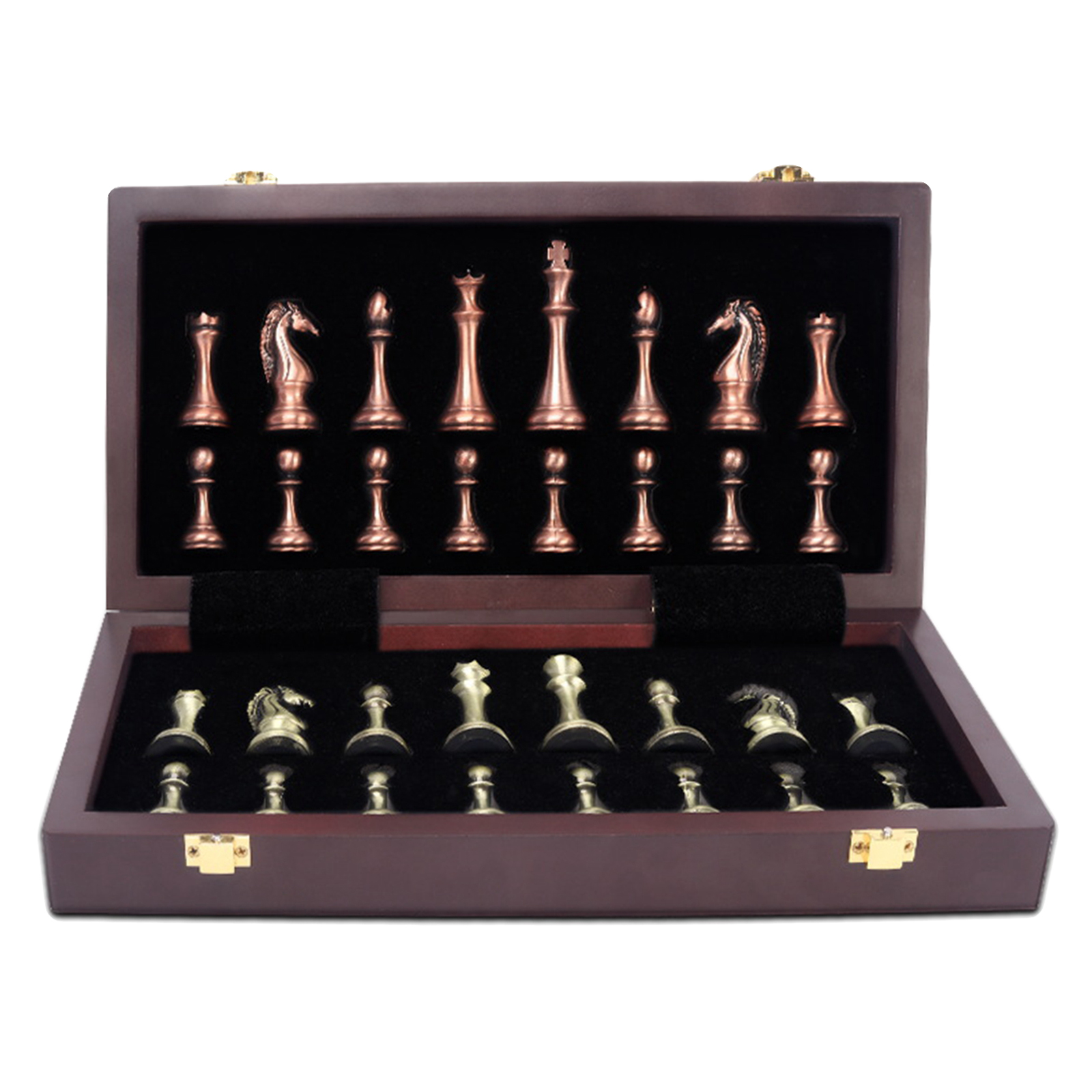 Metal Chess Set Game High-end Queens Wood Chessboard International Chess for Adult Kids Professional Players