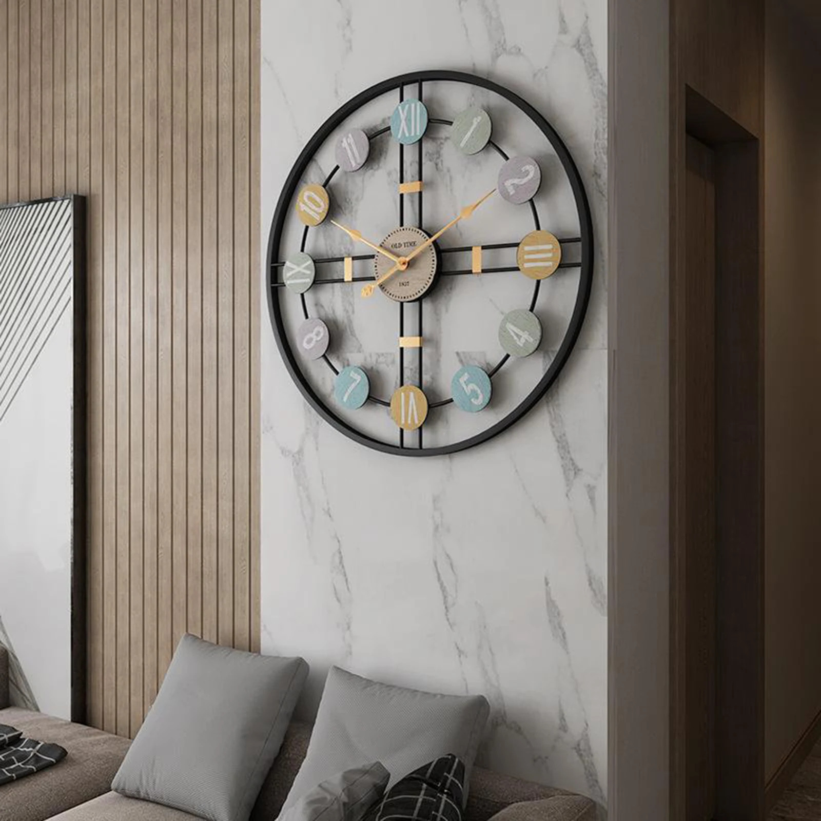 40cm Wall Clock Retro Minimalism Hanging Clock Industrial Silent Decoration