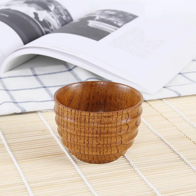 CTIGERS Wooden Coffee Beer Mugs Wood Cup Nature Jujube Mug Handmade Tea Cup  with Handle 10 oz / 300ml