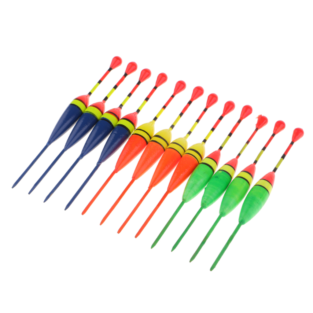12pcs/pack Fishing Float Bobbers Set Wooden Fishing Buoy Rock Fishing