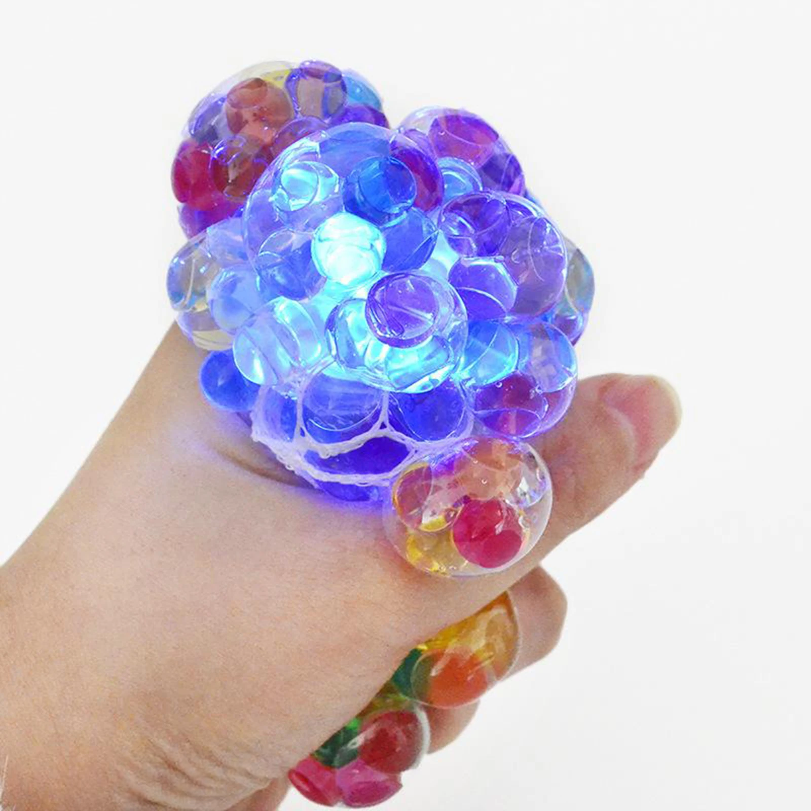 Mesh Squeezing Grape Balls Stress LED Glitter Toys Stress Relief Ball Light Up Squishy Toys mochi's fidget toys